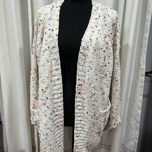 SHEIN Cream Speckled Knit Cardigan